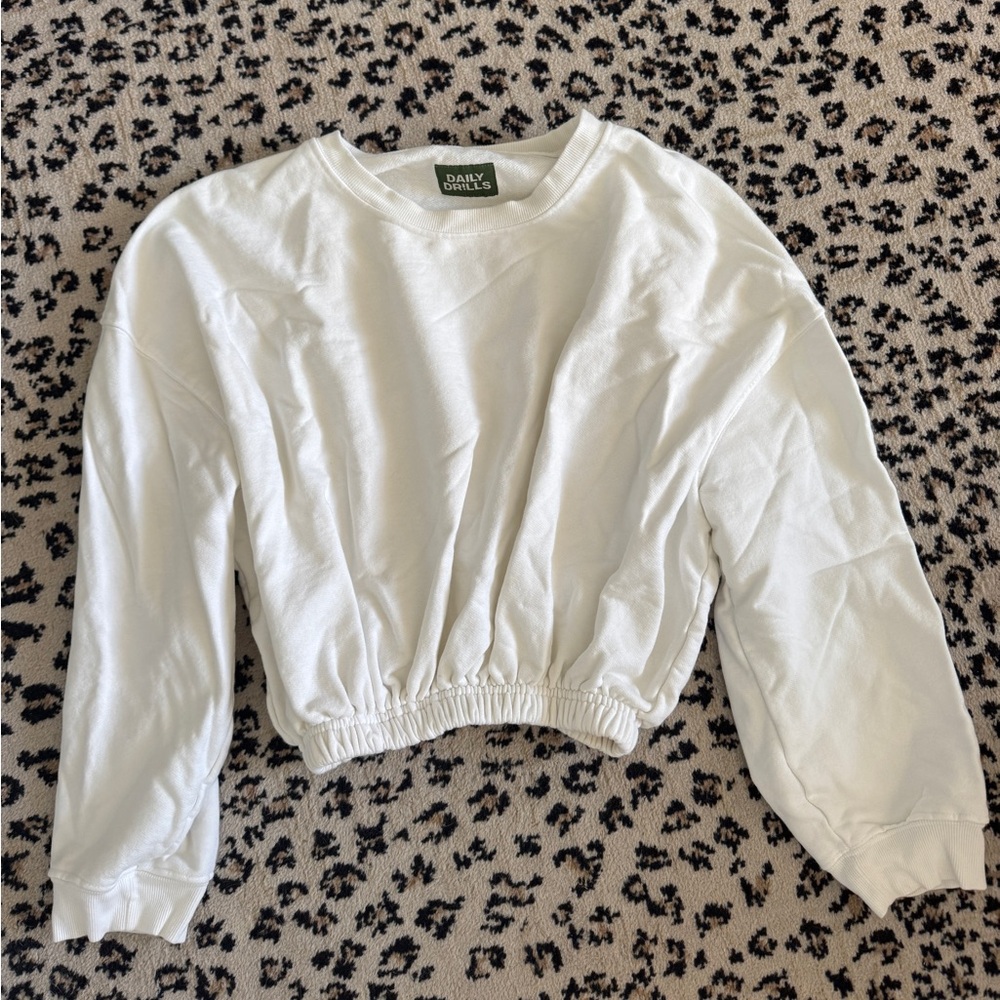 Daily Drills Classic White Cropped Sweatshirt